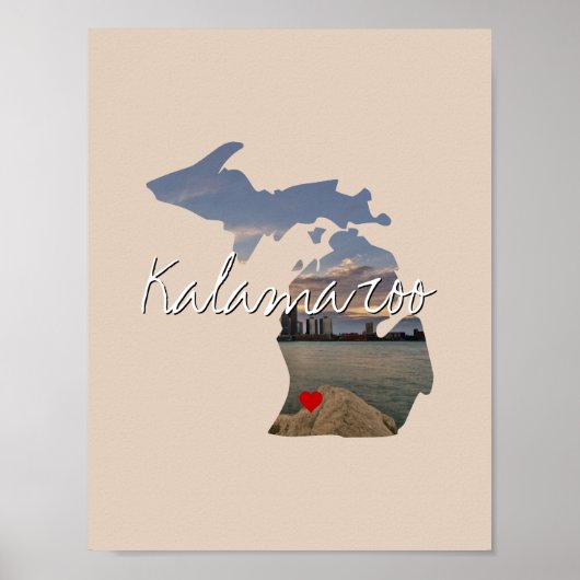 Poster Michigan State Photo insert and town name (Devant)