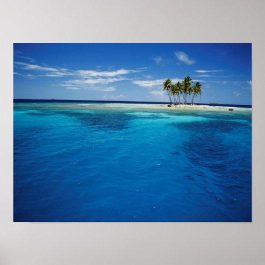 Poster Micronésie, Tonowas, Vue d'une île tropicale idyll (Devant)