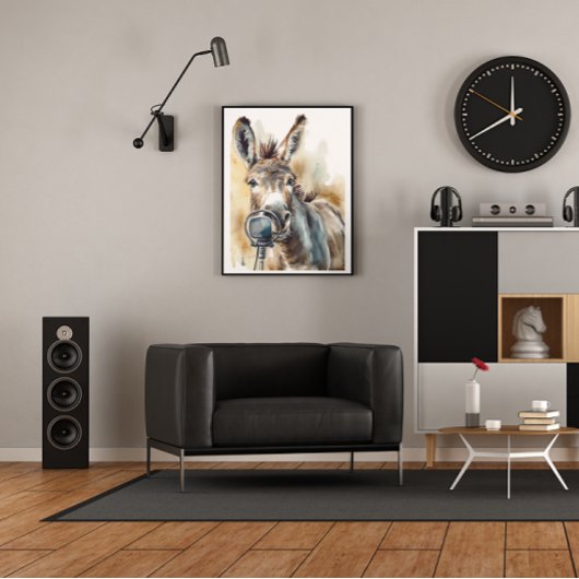 Poster Microphone à âne mignon