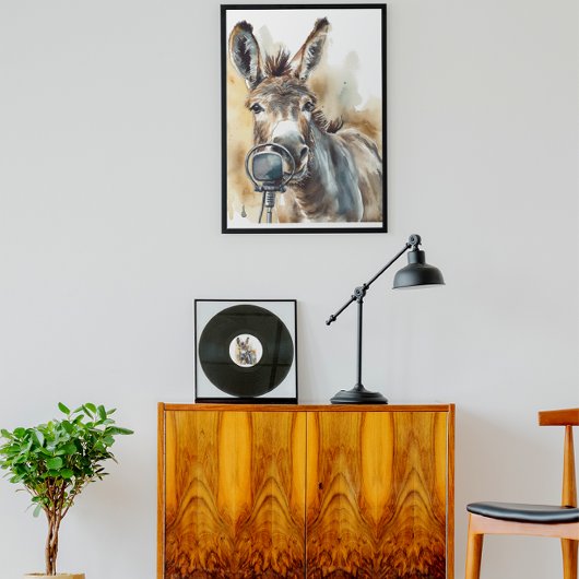 Poster Microphone à âne mignon