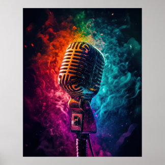 Poster Microphone aux couleurs éclatantes