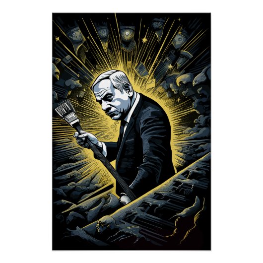 Poster Microphone Benjamin Netanyahu (Devant)