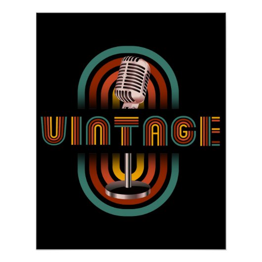 Poster Microphone de musique vintage chant (Devant)