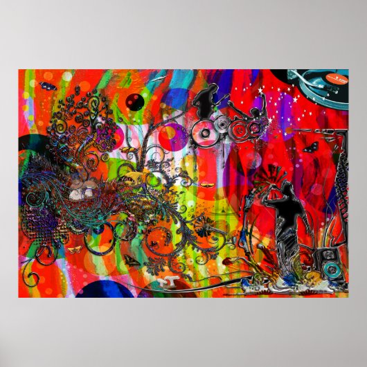 Poster Microphone ouvert Musique non stop (Devant)