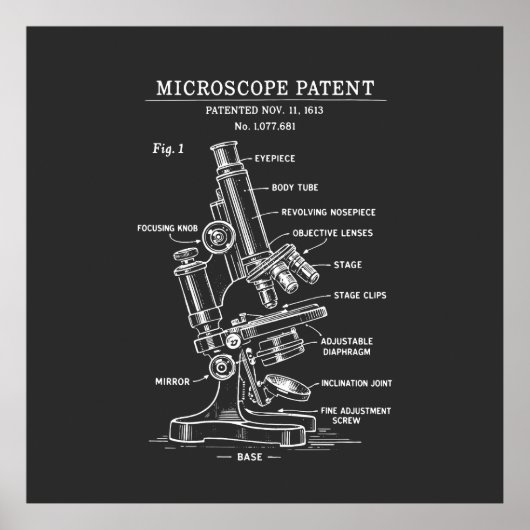 Poster Microscope Blueprint patent (Devant)