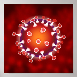 Poster Microscopique Corona Virus Science Biologie rouge
