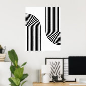 Poster Mid Century Art moderne noir et blanc Abstrait (Bureau à domicile)