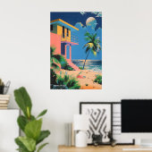 Poster Mid-Century Beach House Art Print Japanese (Bureau à domicile)