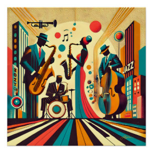 Poster Mid Century Jazz Age Quartet