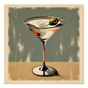 Poster Mid Century Modern 1 Peinture de Martini aux olive