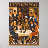 Poster Mid Century Modern Martini Intellectuals New Year (Devant)