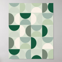 Mid Century Moderne Abstrait Motif Sage Green