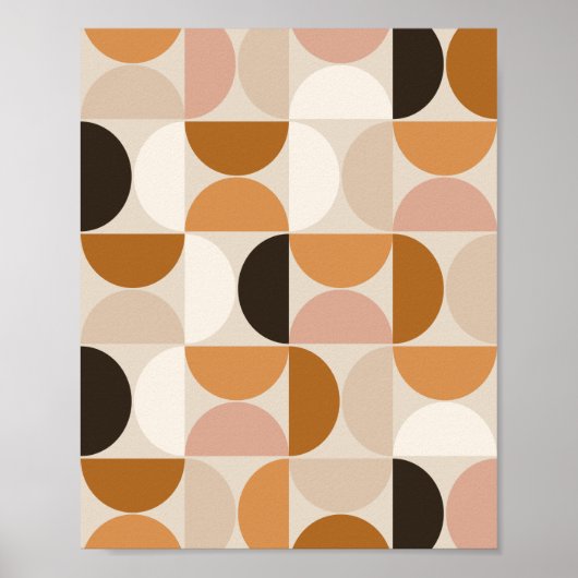 Poster Mid Century Moderne Rétro Motif Brown Tons de la T (Devant)