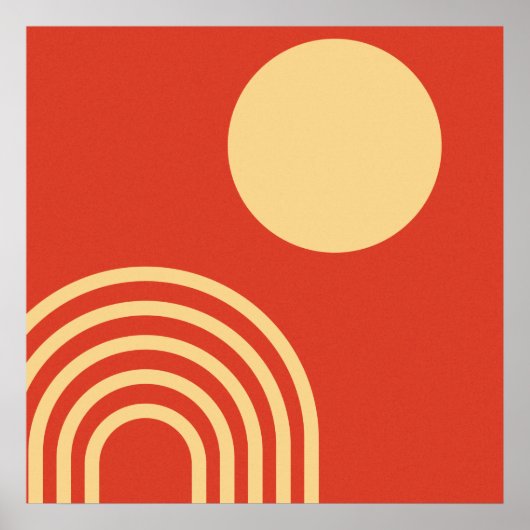Poster Mid Century moderne Sun et Rainbow Line (Devant)