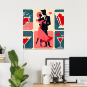 Poster Mid Century moderne Valentine Dancing Couple (Bureau à domicile)