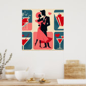 Poster Mid Century moderne Valentine Dancing Couple (Cuisine)
