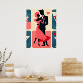 Poster Mid Century moderne Valentine Dancing Couple (Cuisine)