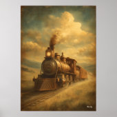 Poster Mid-Century Retro Passage — Steam Locomotive (Devant)