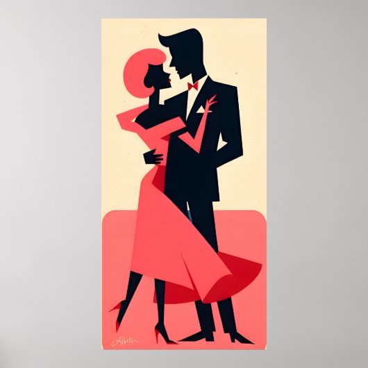Poster Mid Century Valentine Dancing Couple (Devant)