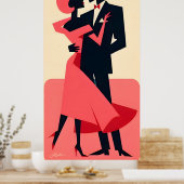 Poster Mid Century Valentine Dancing Couple (Cuisine)