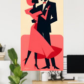Poster Mid Century Valentine Dancing Couple (Bureau à domicile)