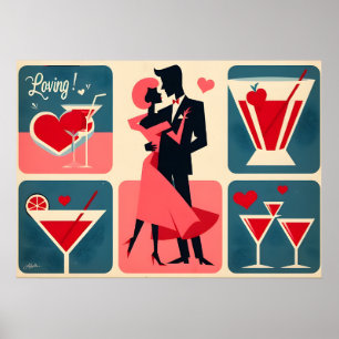 Poster Mid Century Valentine Dancing Couple