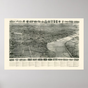 Poster Middletown, carte panoramique de CT - 1915