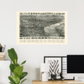 Poster Middletown, CT Carte panoramique - 1915 (Bureau à domicile)