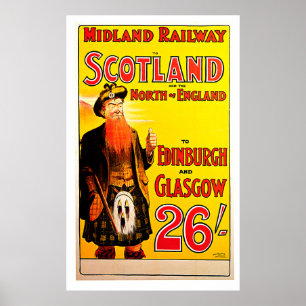 Poster Midland Railway Scotland Vintage voyage Art