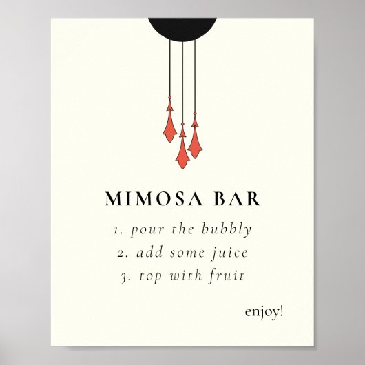 Poster Midnight Autumn Wedding Mimosa Bar Sign (Devant)