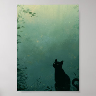 Poster Midnight Familiar – Art Fantastique avec Chat