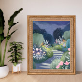 Poster Midnight Garden | Watercolor Floral Path
