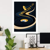 Poster Midnight JazzyTrombone & Art de disque vinyle (Bureau à domicile)