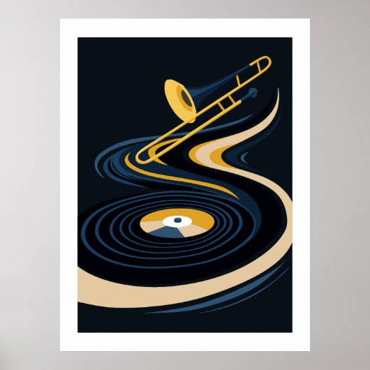 Poster Midnight JazzyTrombone & Art de disque vinyle (Devant)