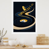 Poster Midnight JazzyTrombone & Art de disque vinyle (Cuisine)
