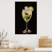 Poster Midnight Mojito : Cocktail Dynamique avec Glace et (Cuisine)