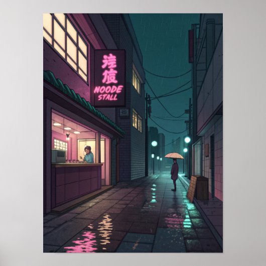 Poster Midnight Ramen Lo-Fi Cityscape (Devant)