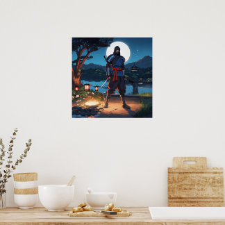 Poster Midnight Shinobi : Guerrier Ninja sous la lumière 