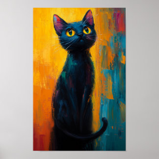 Poster Midnight Watcher in Abstract Colors - Dark Whisper