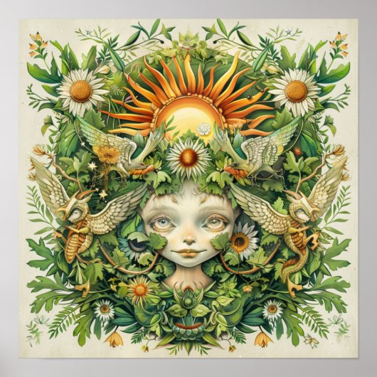 Poster Midsummer Sun Fairies Nordart Print (Devant)