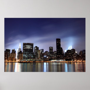 Poster Midtown Manhattan skyline at Night Lights