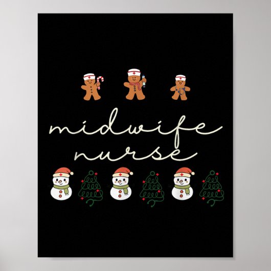 Poster Midwife Nurse Christmas Gingerbread Nicu Hostal Pa (Devant)