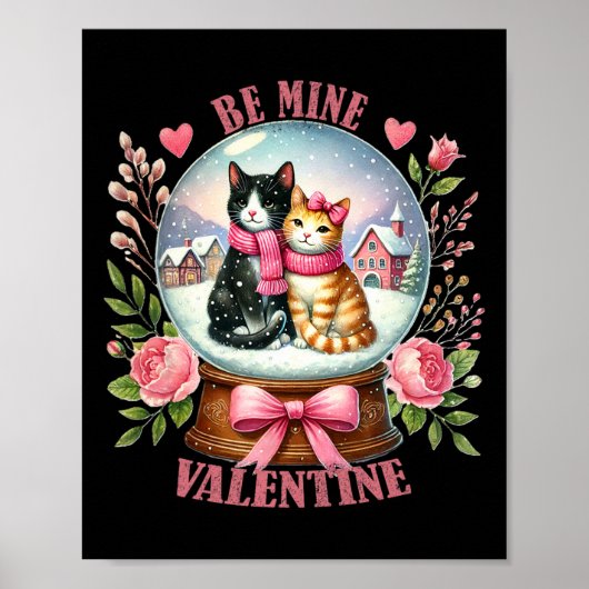 Poster Mienne Saint-Valentin Chaton Mignon Boule à Neige  (Devant)