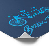 Poster Mieux Ensemble Vélo Tandem Bleu (Coin)