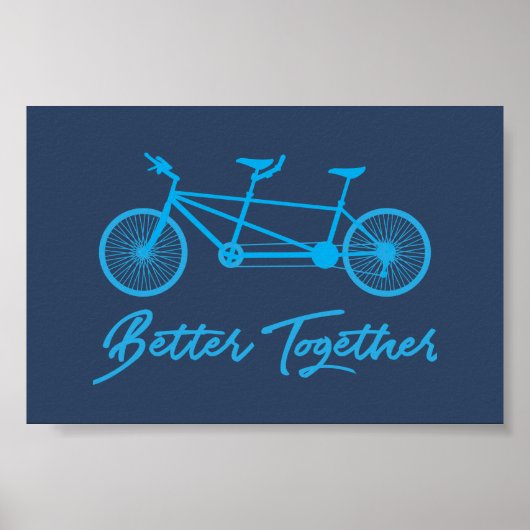 Poster Mieux Ensemble Vélo Tandem Bleu (Devant)