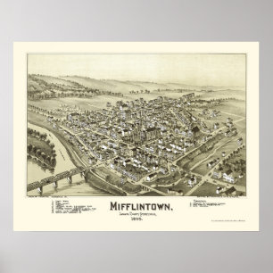 Poster Mifflintown, PA Carte panoramique - 1895