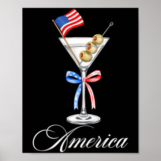 Poster Mignon 4 juillet Drapeau américain Martini Queue