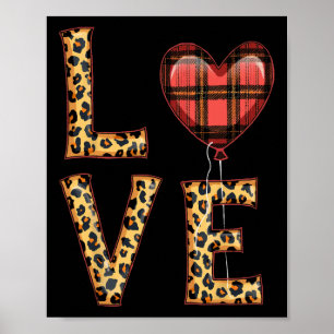 Poster Mignon Amour Carreaux Cœur Léopard Saint Valentin