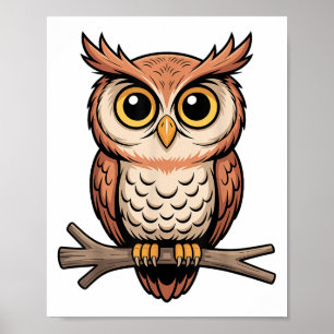 Poster Mignon Art de Hibou Pour Hommes Femmes Enfants Hib