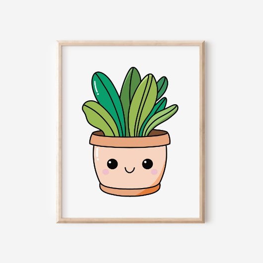 Poster Mignon Art de Plante en Pot Dessinée à la Main dan